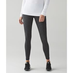 Lululemon Mid Rise Speed Tight V in Heathered Black Leggings Women's Size‎ 4